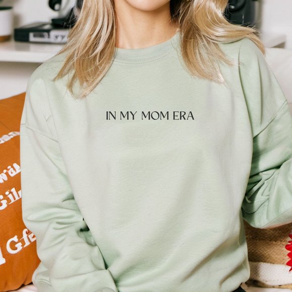 In My Mom Era Pink Long Sleeve Crewneck Unisex Sweatshirt - Picture 5 of 8